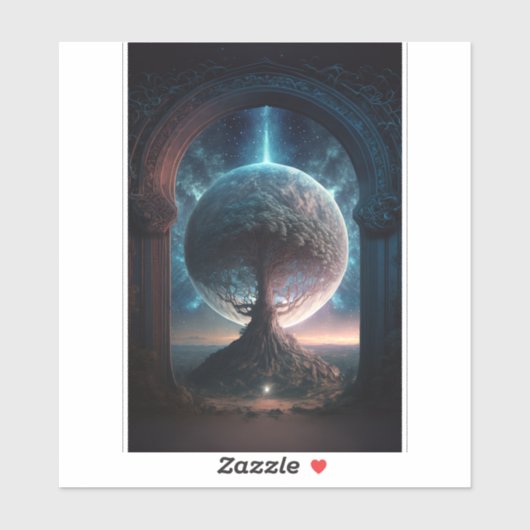 Universe Cosmic Tree Surreal Fantasy Art Sticker (Vel)