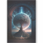 Universe Cosmic Tree Surreal Fantasy Art Sticker (Voorkant)