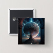 Universe Cosmic Tree Surreal Fantasy Art Vierkante Button 5,1 Cm (Voorkant /achterkant)