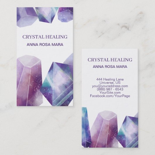 * Universe Cosmos Gemstone Waterverf Crystals Gem Visitekaartje (Voorkant / Achterkant)