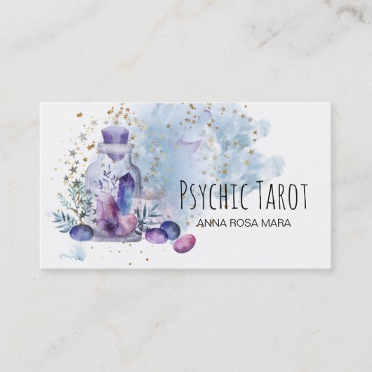 *~* Universe Cosmos Stars Crystals Psychic Tarot Visitekaartje (Voorkant)