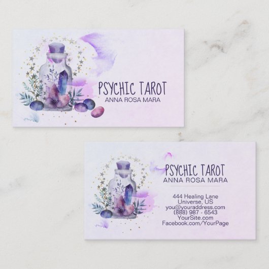 *~* Universe Cosmos Stars Crystals Psychic Tarot Visitekaartje (Voorkant / Achterkant)