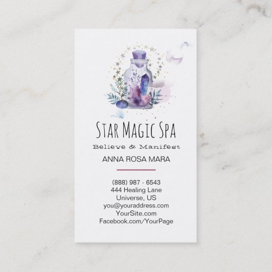 *~* Universe Cosmos Stars Sky Crystals Mason Jar Visitekaartje (Achterkant)