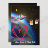 Universe Earth Cosmonauts in Love Wedding Kaart (Voorkant / Achterkant)