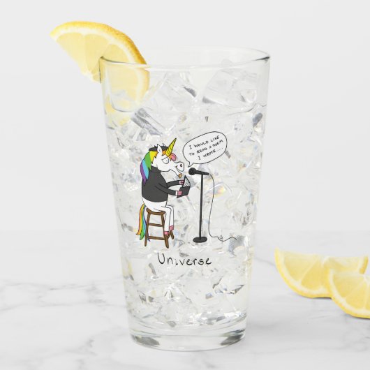 Universe Eenhoorn Lezing Poëzie Grappig glas Cup (Voorkant ijs)