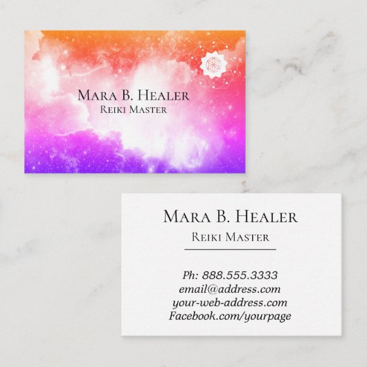 *~* Universe Galaxy Lavender Pink Peach Nebula Visitekaartje (Voorkant / Achterkant)