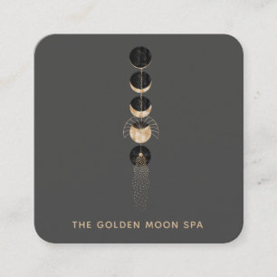 *~* Universe Gold Moon Phases Glitter Cosmic Vierkante Visitekaartje