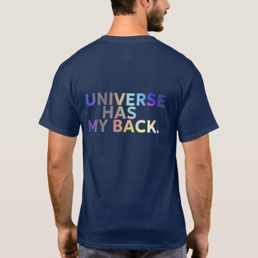 Universe heeft mijn zwarte en blauwe mannetje t-shirt (Achterkant)