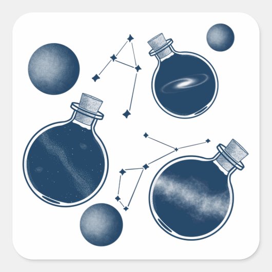 Universe in Bottle Vierkante Sticker (Voorkant)