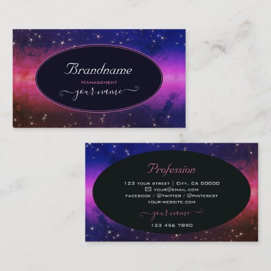 Universe kleurige galaxy Glitter Stars Night Sky Visitekaartje (Voorkant / Achterkant)