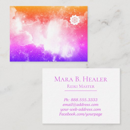 *~* Universe lavender Pink Peach Galaxy Nebula Visitekaartje (Voorkant / Achterkant)