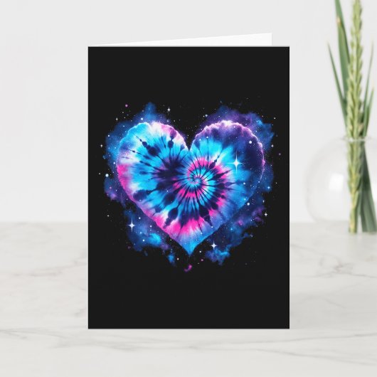 Universe Love Tie-dye Heart Tee - Hippie Valentine Kaart (Voorkant)