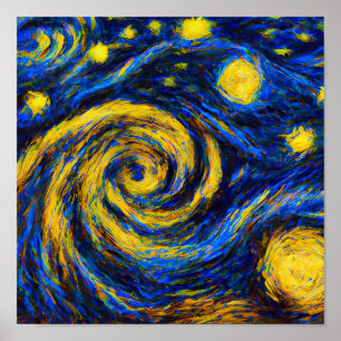 Universe melkweg in Van Gogh Style Poster