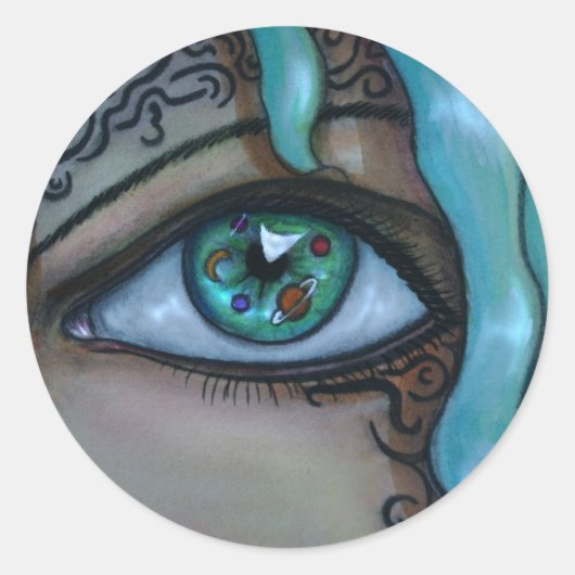 Universe oog ronde sticker (Voorkant)