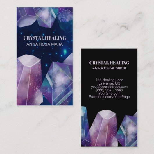 * Universe Pareltjes Cosmos Gemstone Waterverf Cry Visitekaartje (Voorkant / Achterkant)