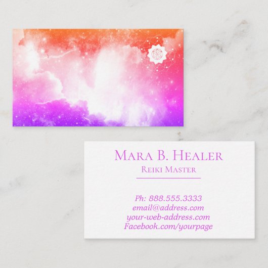 *~* Universe Peach Lavender and Pink Galaxy Nebula Visitekaartje (Voorkant / Achterkant)