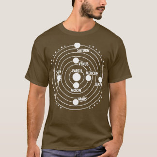 Universe planeten moonsterren op ruimtevaartdag t-shirt