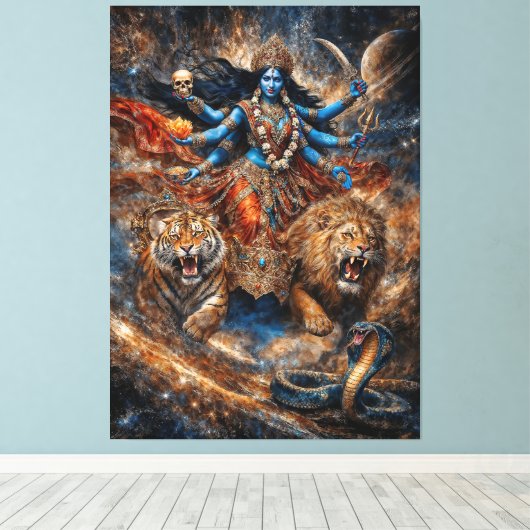 Universe Powers of Kali Goddess Canvas Afdruk (Insitu (Houten vloer))
