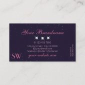 Universe roze, donkerblauw monogram voor pekende j visitekaartje (Achterkant)