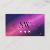 Universe roze, donkerblauw monogram voor pekende j visitekaartje (Voorkant)