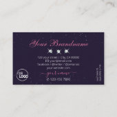 Universe roze, donkerblauwe, mousserende juwelen m visitekaartje (Achterkant)