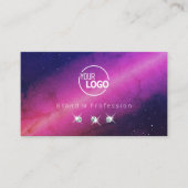 Universe roze, donkerblauwe, mousserende juwelen m visitekaartje (Voorkant)