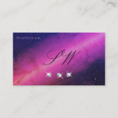 Universe, roze, donkerblauwe, pekende juwelen Init Visitekaartje (Voorkant)