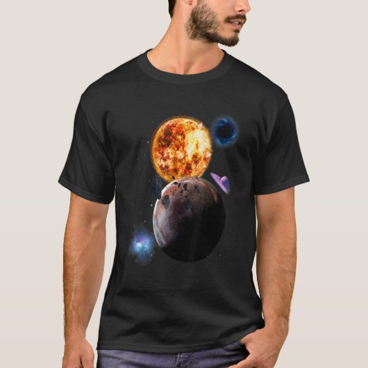 Universe Space Galaxy Motif Solar System colorful T-shirt (Voorkant)