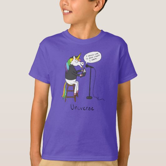 Universe Unicorn Poetry Funny Boy's Kind T-shirt (Voorkant)
