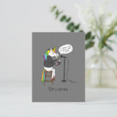 Universe Unicorn Reading Poetry Funny Briefkaart (Staand voorkant)