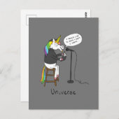 Universe Unicorn Reading Poetry Funny Briefkaart (Voorkant / Achterkant)