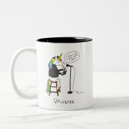 Universe Unicorn Reading Poetry Funny Coffee Mok (Links)