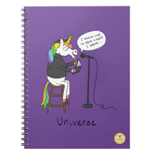 Universe Unicorn Reading Poetry Funny Notitieboek