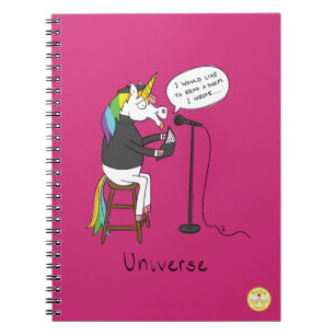 Universe Unicorn Reading Poetry Funny Notitieboek