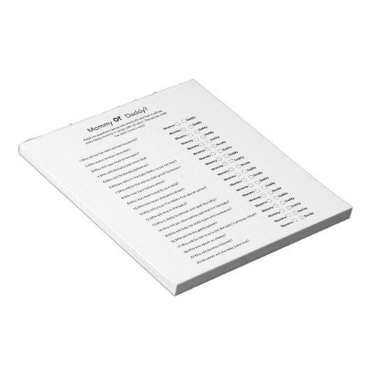 Universeel Genderneutraal Baby shower Mam of Pap Notitieblok (Schuin)