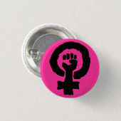 Universeel symbool Solidariteitshand Hot Pink Ronde Button 3,2 Cm (Voorkant /achterkant)