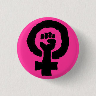 Universeel symbool Solidariteitshand Hot Pink Ronde Button 3,2 Cm
