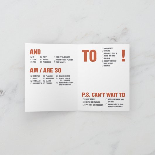 Universeel Wenskaart (plus robots) Kaart (Binnen)