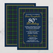 Universeel zwart horloge Tartan 80e verjaardag Kaart (Voorkant / Achterkant)