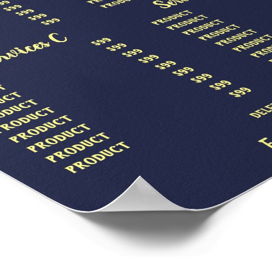 Universele aanpasbare prijstabel. poster (Hoek)