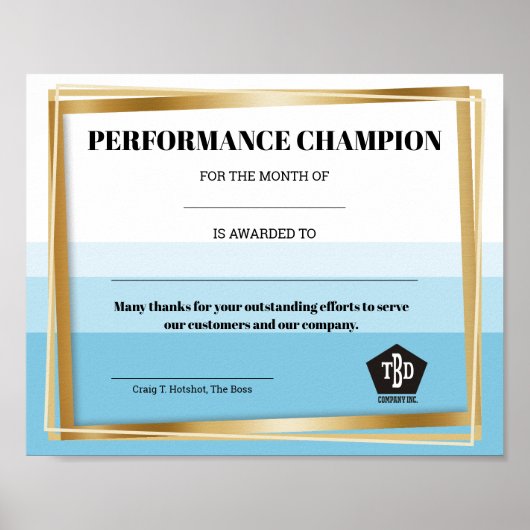 Universele erkenningsprijs certificaat voor medewe poster (Voorkant)