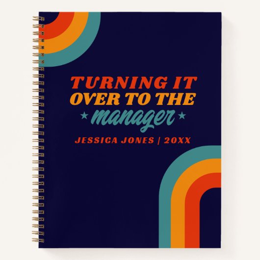 Universele Manager Retro Blauw Wet van Aantrekking Notitieboek (Voorkant)
