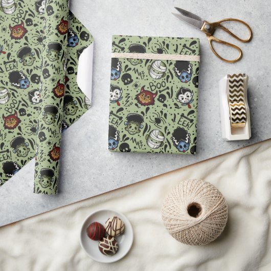Universele Monsters- Groen Cadeaupapier (Crafts)