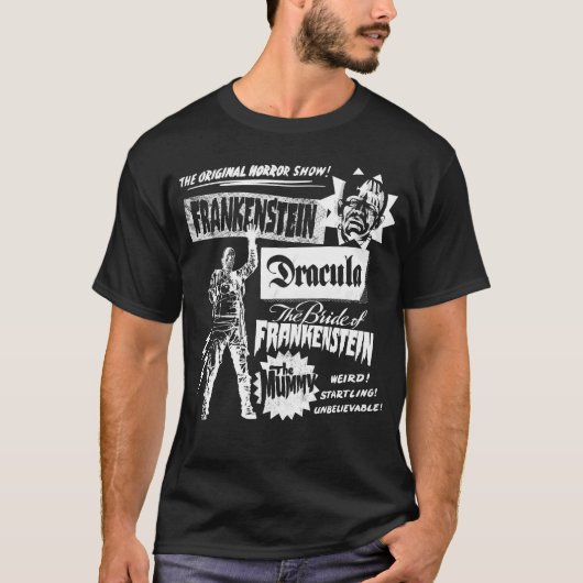 Universele Monsters Original Horror Show-familie T-shirt (Voorkant)