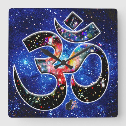 Universele OM Dhyana Vierkante Klok (Voorkant)