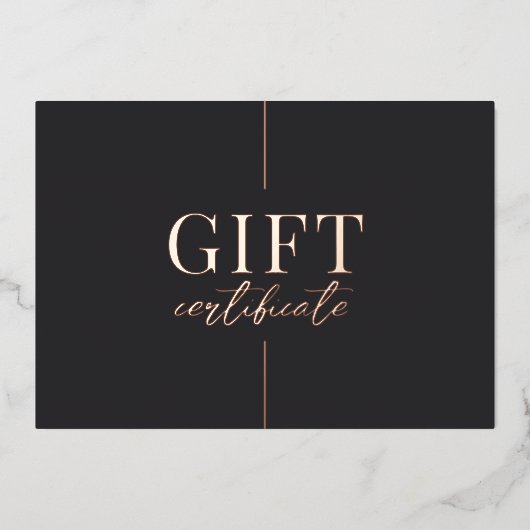 Universele Zwarte Goud Minimalistische Cadeaubon Folie Feestdagenkaart (Voorkant)