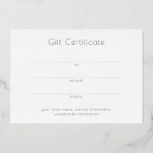 Universele Zwarte Goud Minimalistische Cadeaubon Folie Feestdagenkaart (Achterkant)