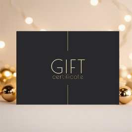 Universele Zwarte Gouden Minimalistische Cadeaubon Folie Feestdagenkaart