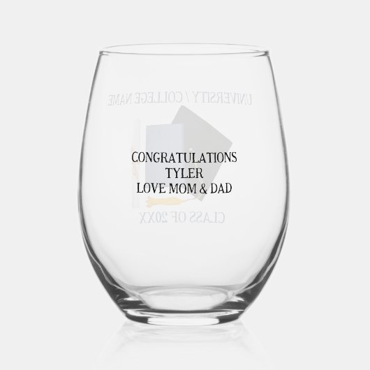 Universitair Afstuderen Stemless wijnglas Wijnglas Zonder Voet (Achterkant)