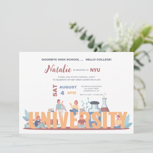 Universitair Leven Afstuderen Partij Kaart (Staand voorkant)